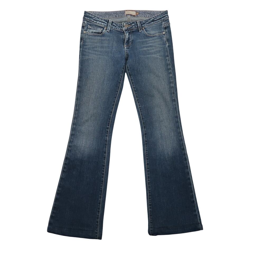 Vintage Y2K Paige Laurel Canyon Dark Wash Blue Denim Low Rise Bootcut Jeans 28